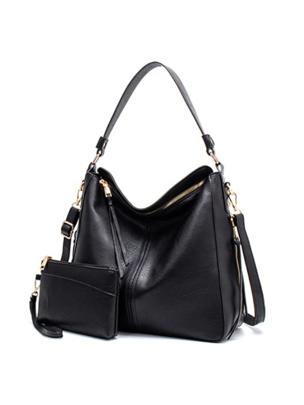 Hobo Bag Set 2PCS Vegan Leather Crossbody Shoulder Handbag Purse Wallet